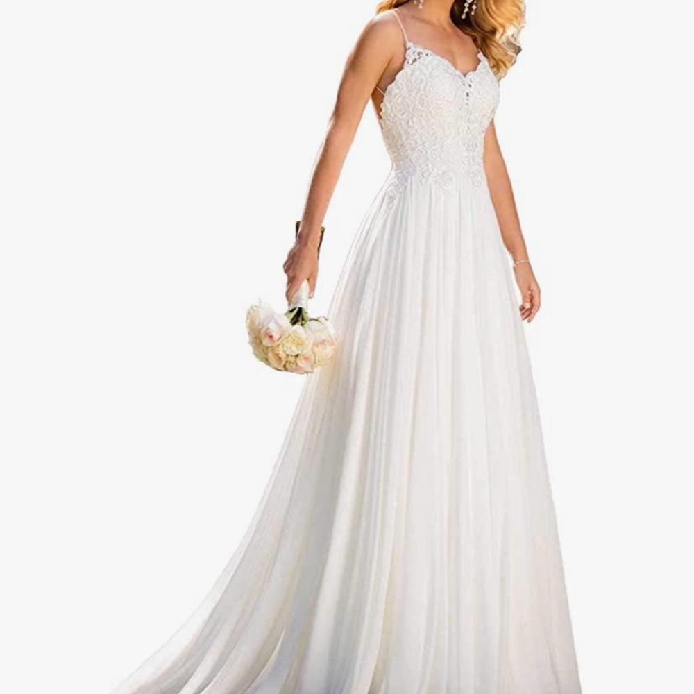 White strappy wedding dress